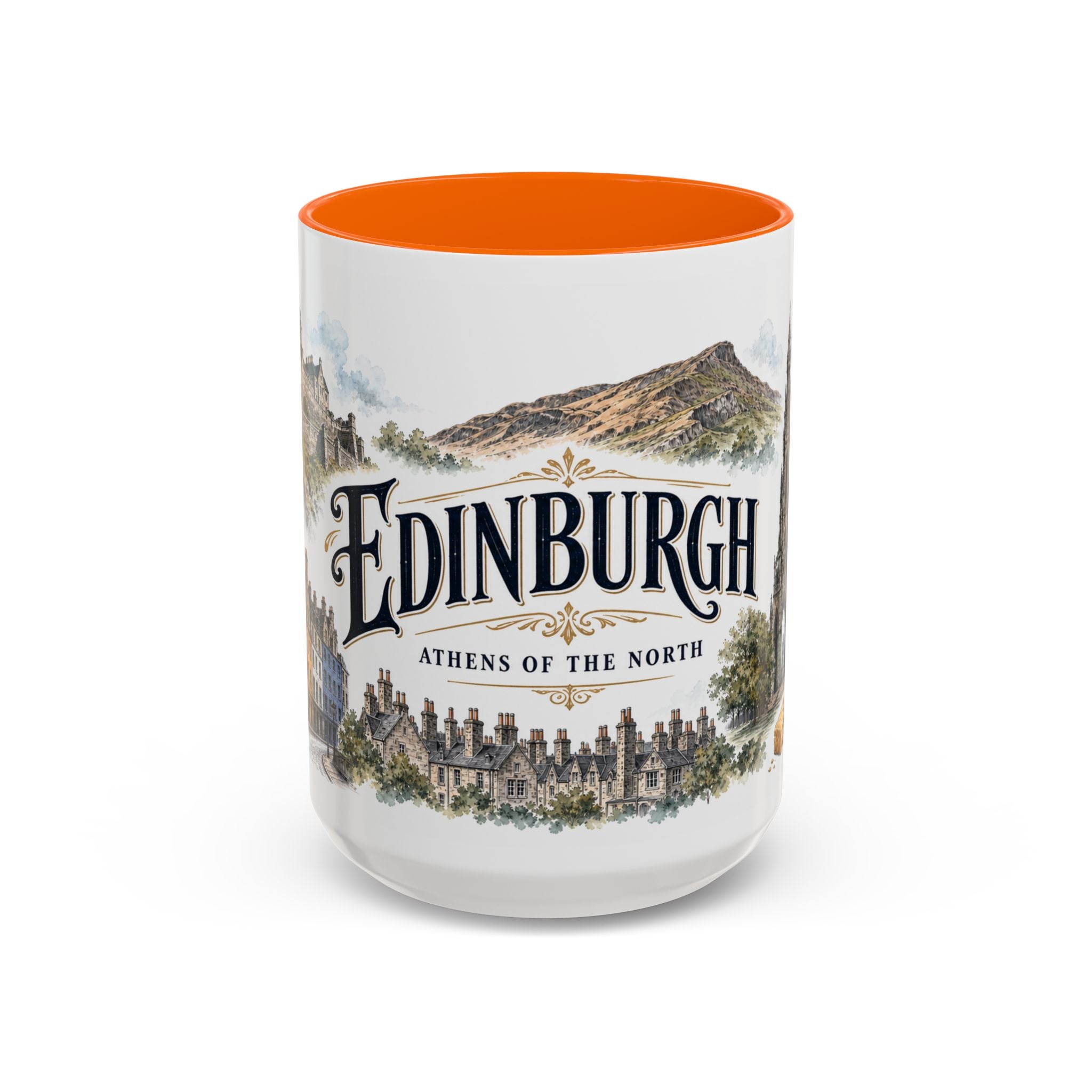 Edinburgh Coffee Mug | United Kingdom Travel Souvenir | Vintage Illustrated City Gift | 11 oz 15 oz Accent Mug