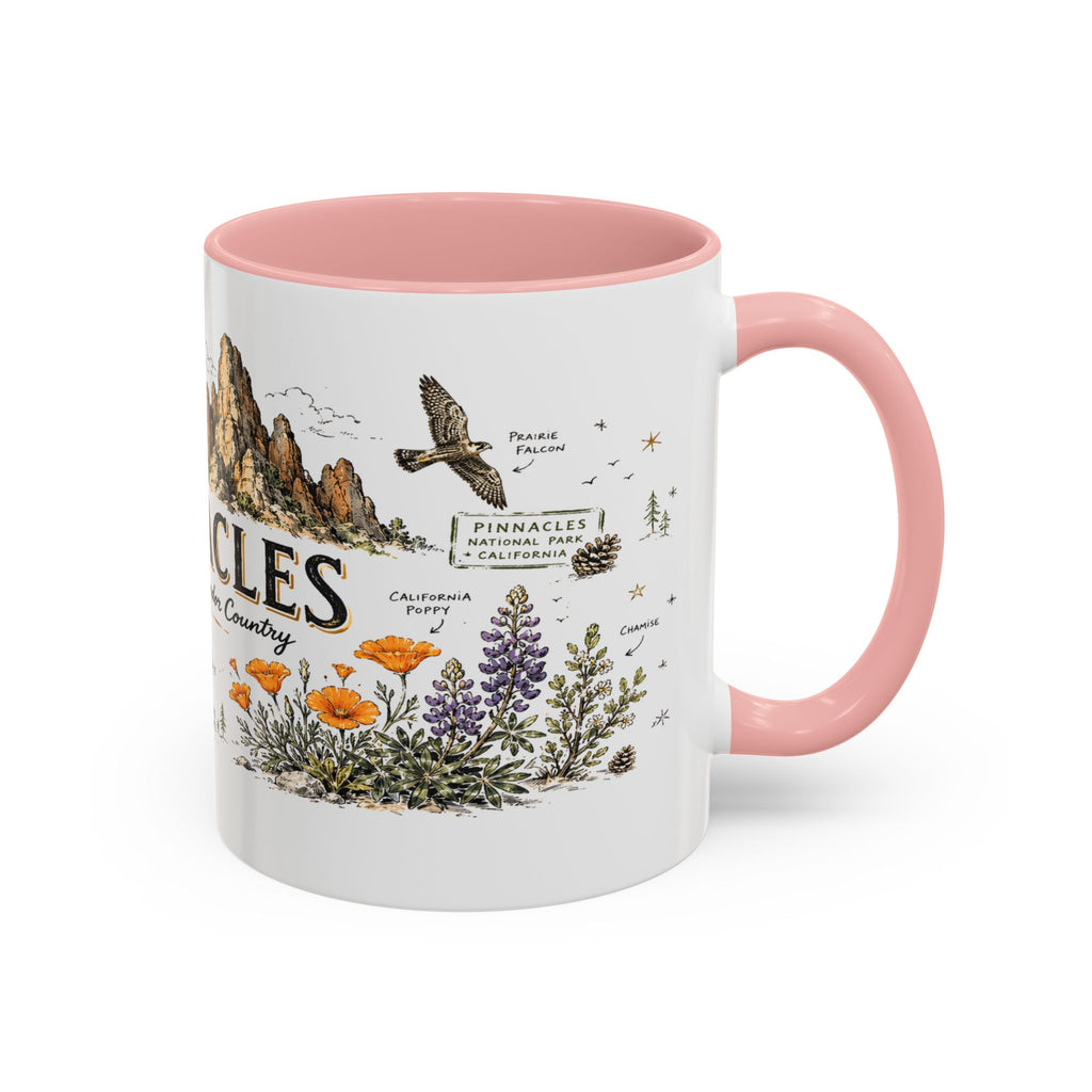 Pinnacles National Park Coffee Mug | California Rock Climbing Condor Gift | Accent Color Ceramic 11oz 15oz