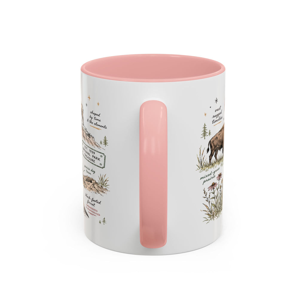 Badlands National Park Coffee Mug | South Dakota Prairie Fossil Hiking Gift | Accent Color Ceramic 11oz 15oz