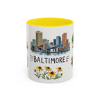 Baltimore Illustrated Travel Mug | City Souvenir Accent Coffee Mug | 11oz 15oz Ceramic Cup