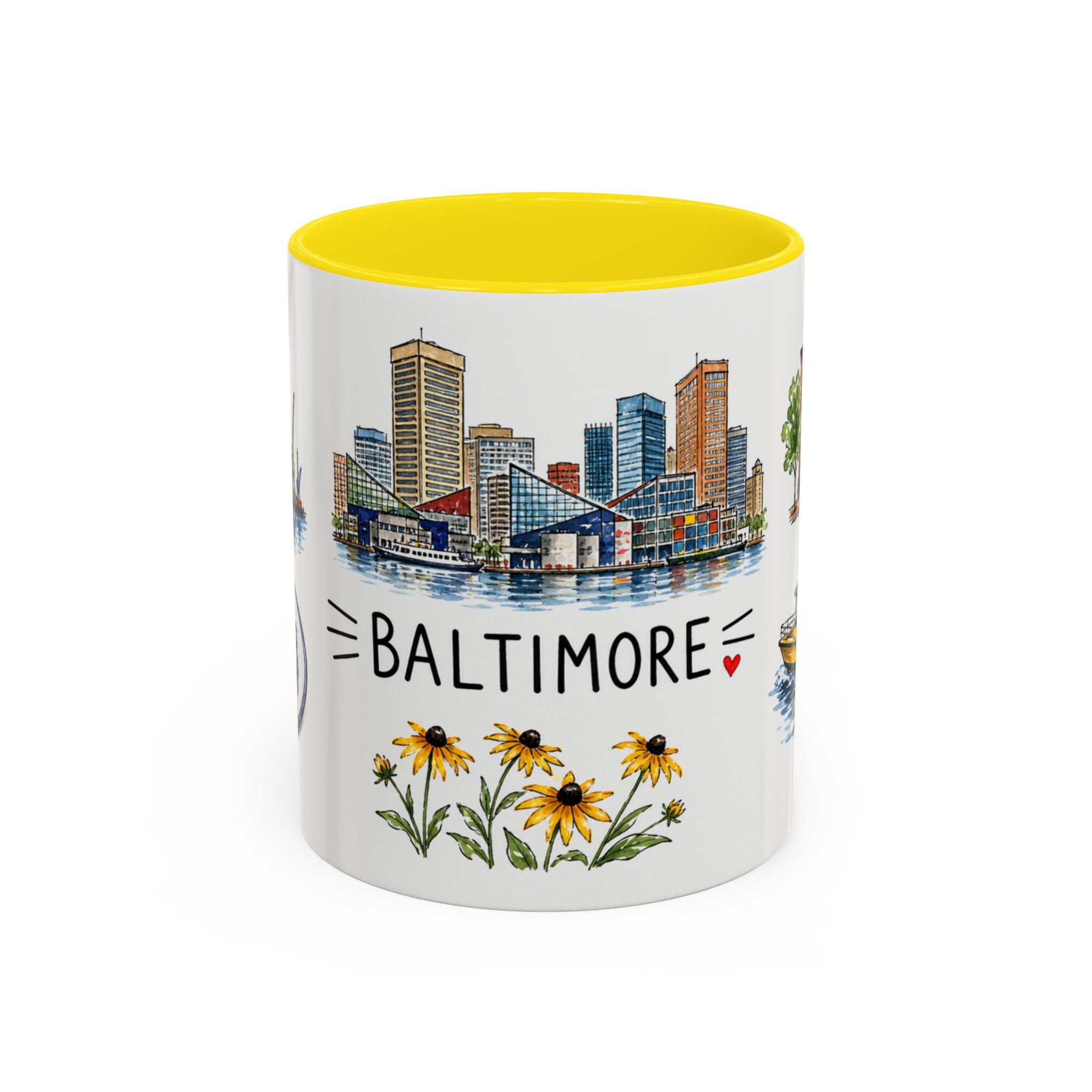 Baltimore Illustrated Travel Mug | City Souvenir Accent Coffee Mug | 11oz 15oz Ceramic Cup