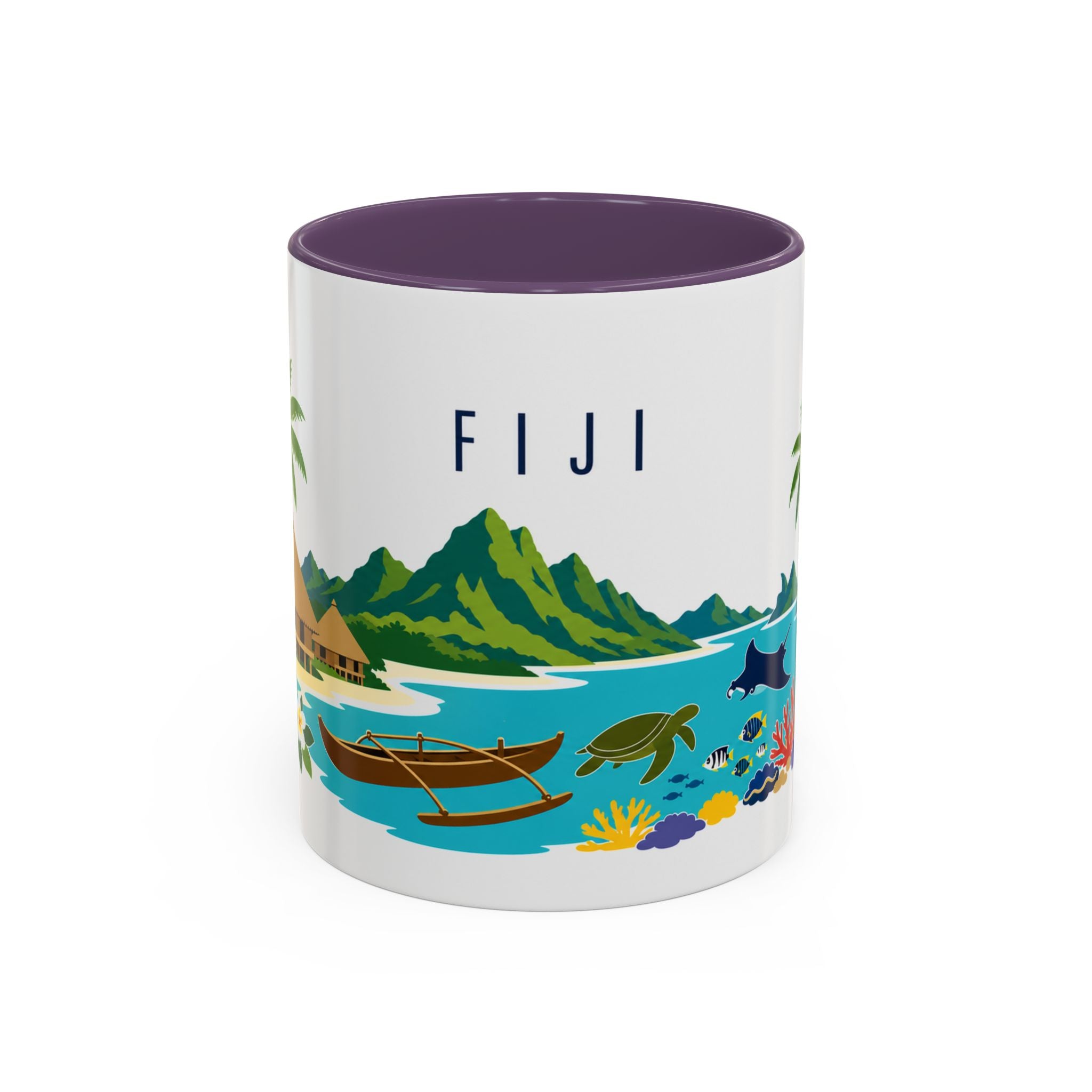 Fiji Coffee Mug | Travel Destination Souvenir Gift | Accent Color Ceramic 11oz 15oz