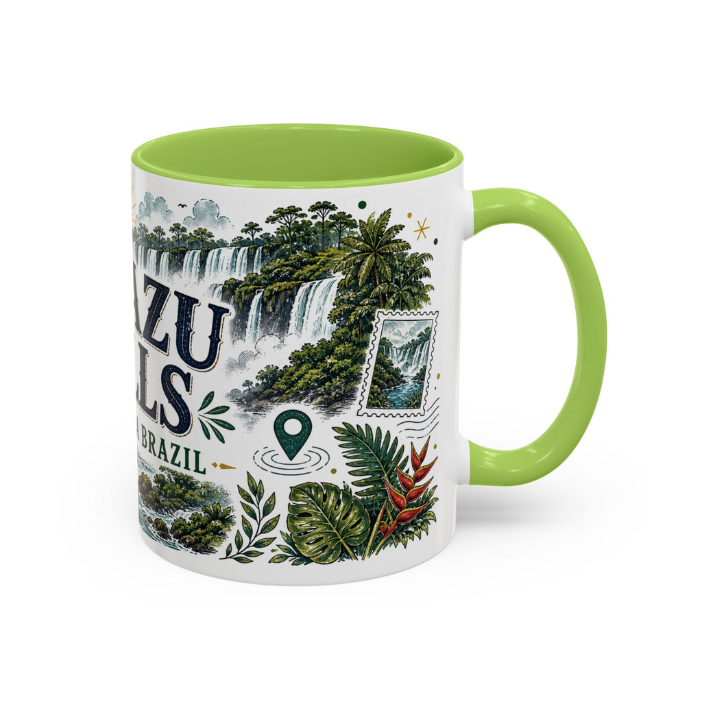 Iguazu Falls Coffee Mug | Travel Destination Souvenir Gift | Accent Color Ceramic 11oz 15oz