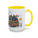 Volendam Illustrated Travel Mug | Netherlands Souvenir Accent Coffee Mug | 11oz 15oz Ceramic Cup