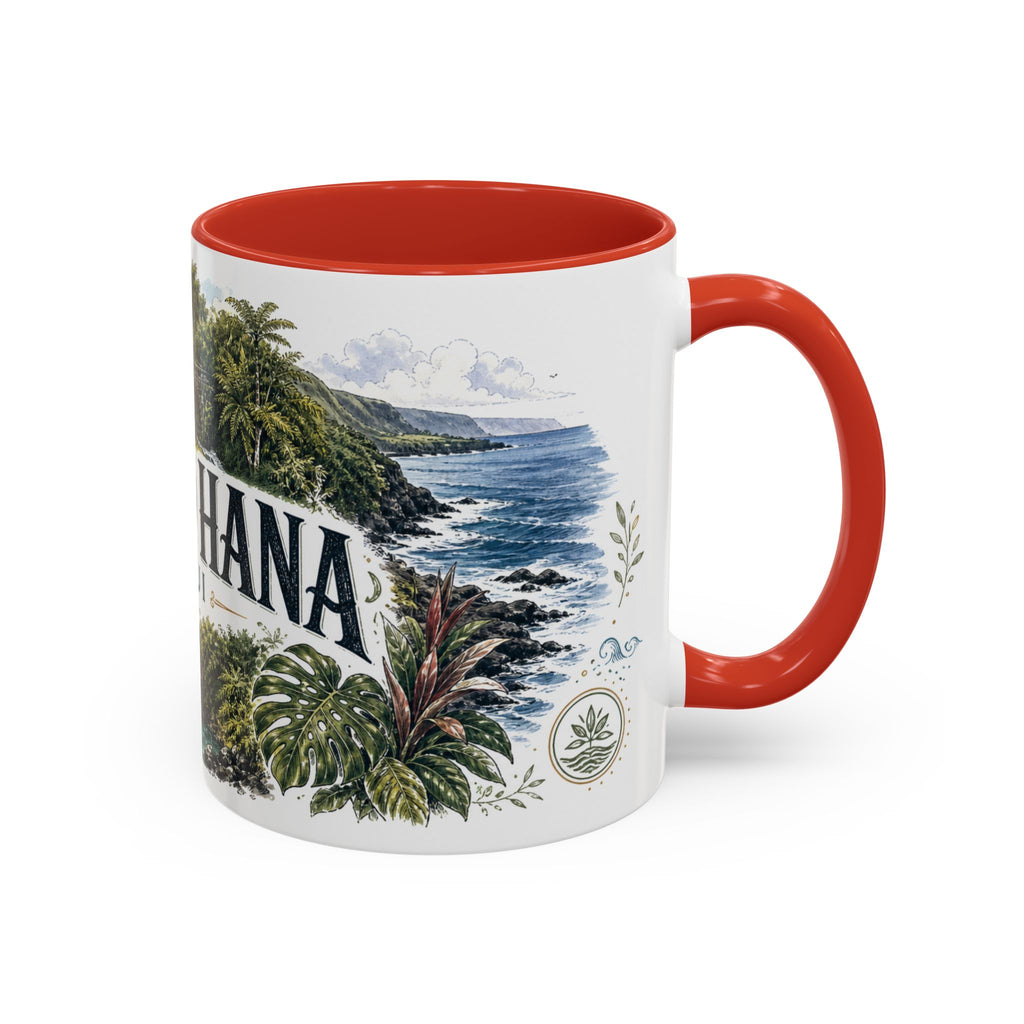 Road to Hana Mug, Maui Travel Souvenir, Bucket List Gift, Accent Ceramic Coffee Mug 11oz 15oz