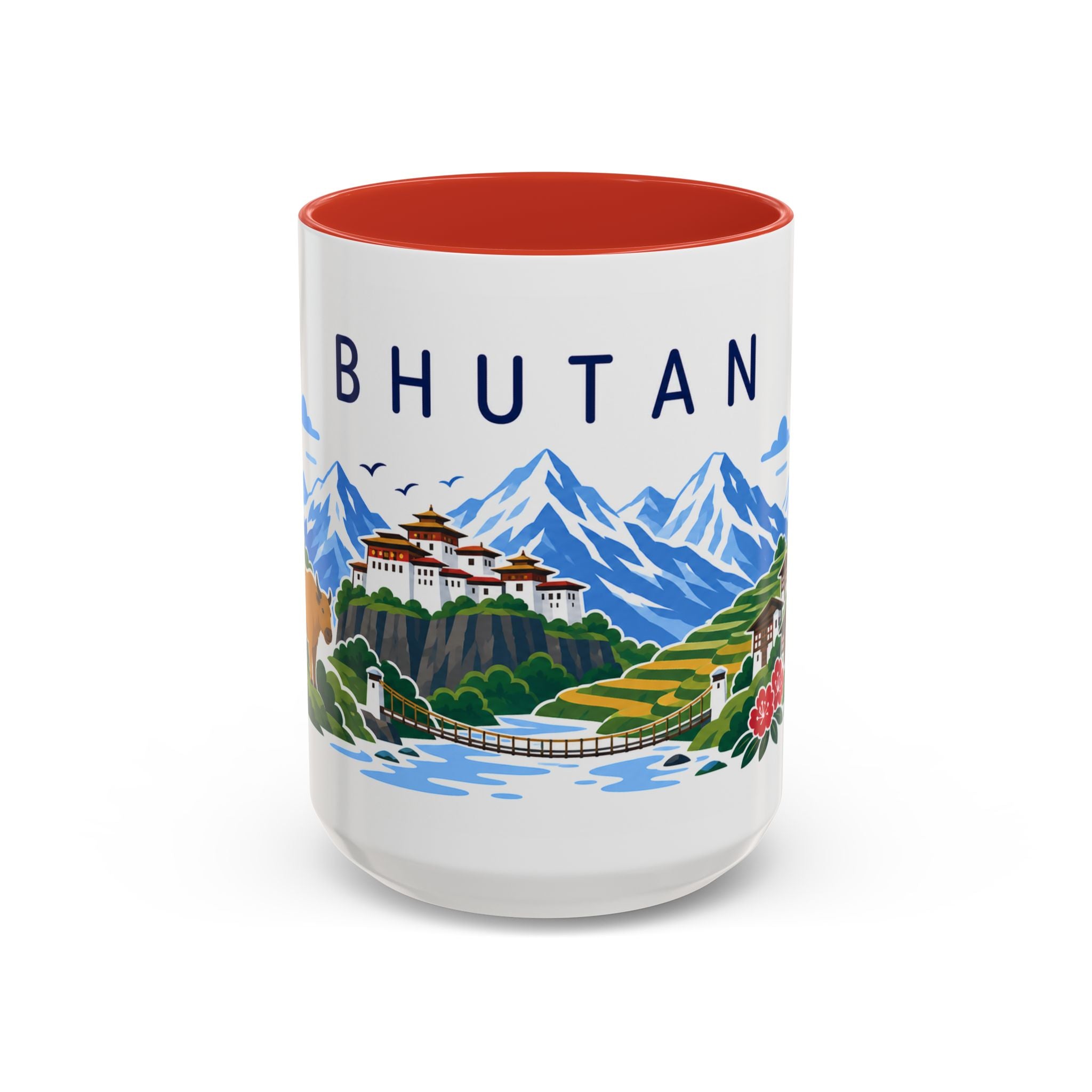Bhutan Coffee Mug | Travel Souvenir Accent Mug | Country Gift Ceramic Cup 11oz 15oz