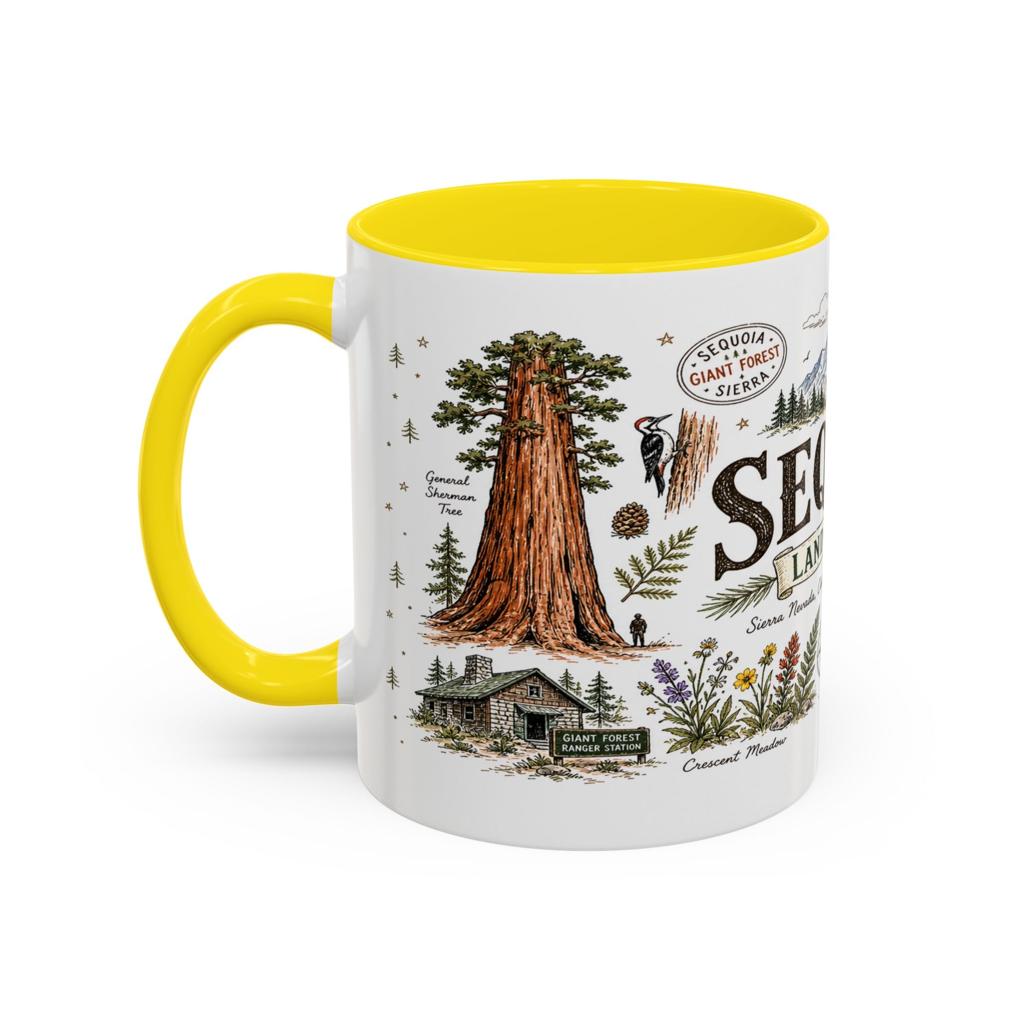 Sequoia Coffee Mug | National Park Hiking California Gift | Accent Color Ceramic 11oz 15oz