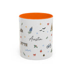 Austin Christmas Mug | Watercolor Travel Souvenir | Holiday Gift | Accent Ceramic Coffee Cup 11oz 15oz