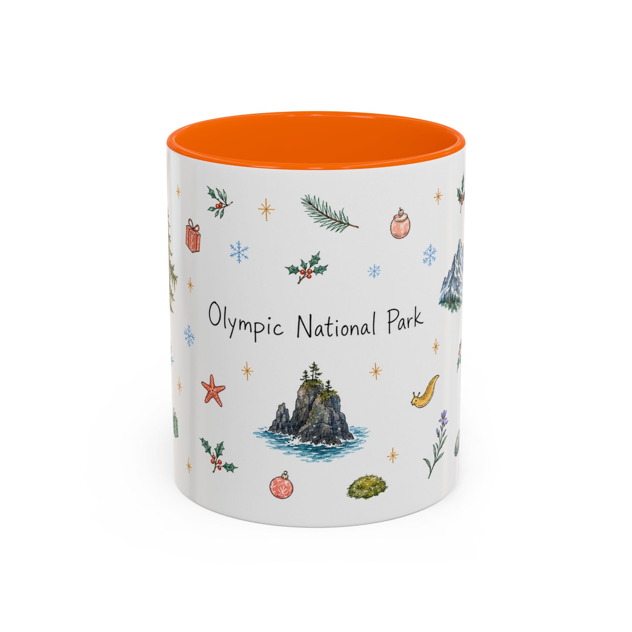 Olympic National Park Christmas Mug | Watercolor Travel Souvenir | Holiday Gift | Accent Ceramic Coffee Cup 11oz 15oz