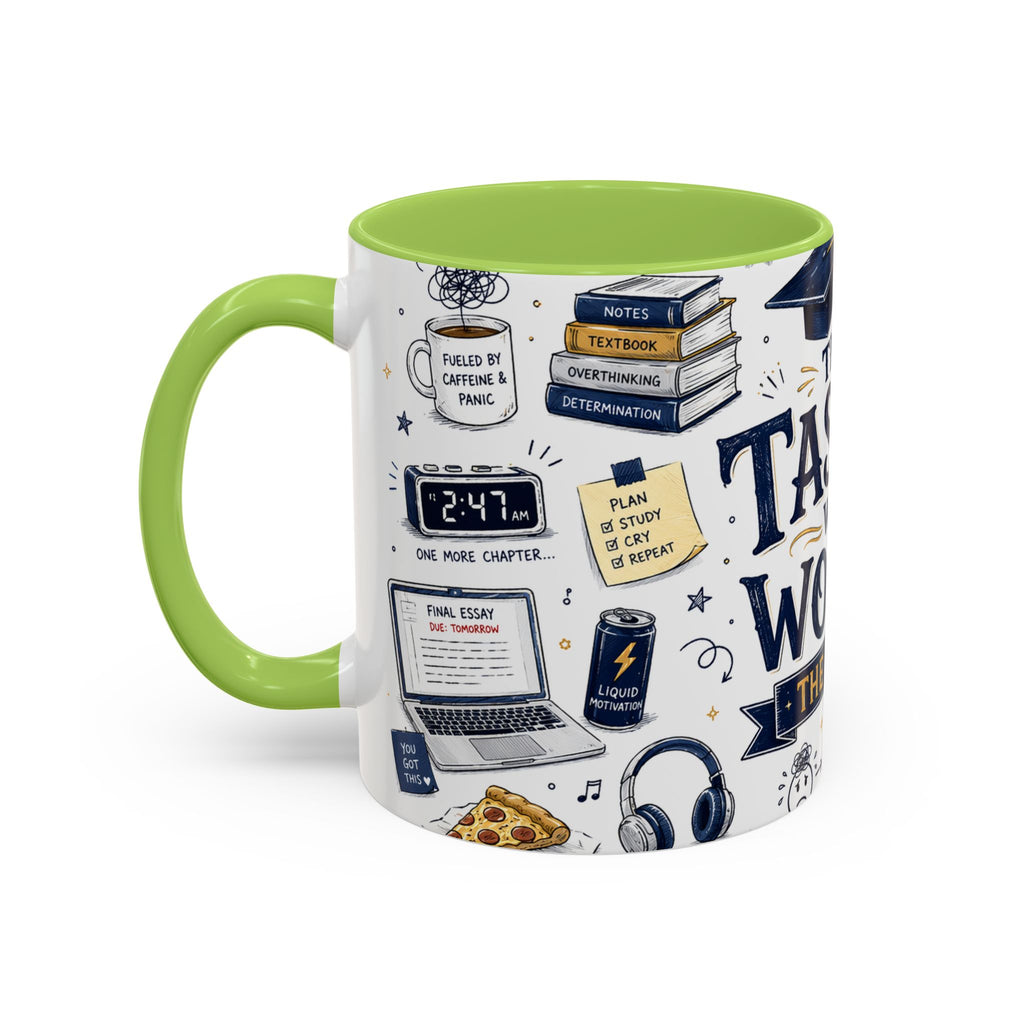 The Tassel Was Worth the Hassle Coffee Mug | Funny Graduation Gift 2026 | Accent Color Ceramic 11oz 15oz