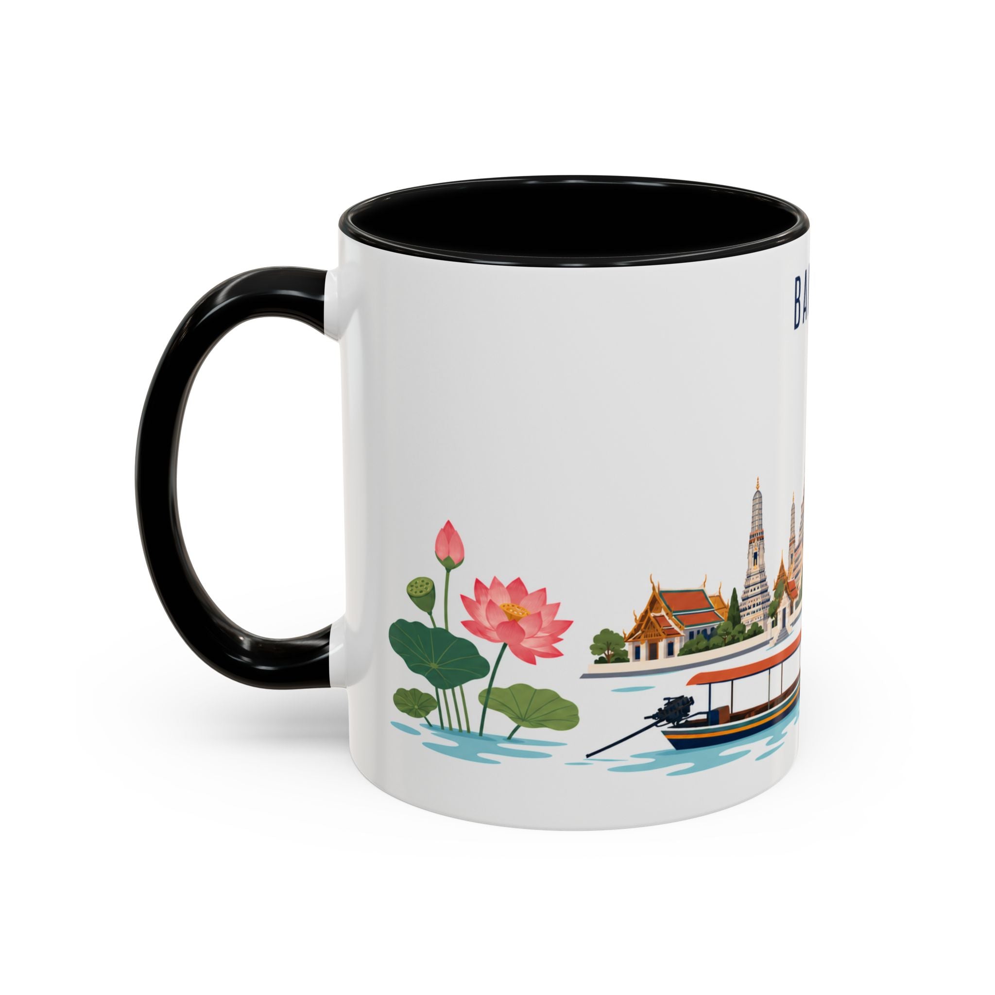 Bangkok Coffee Mug | Thailand Travel Souvenir | Porcelain Decal City Gift | 11oz 15oz Accent Mug