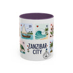Zanzibar City Coffee Mug | Postage Stamp Collage Mug | Travel Souvenir Accent Cup 11oz 15oz