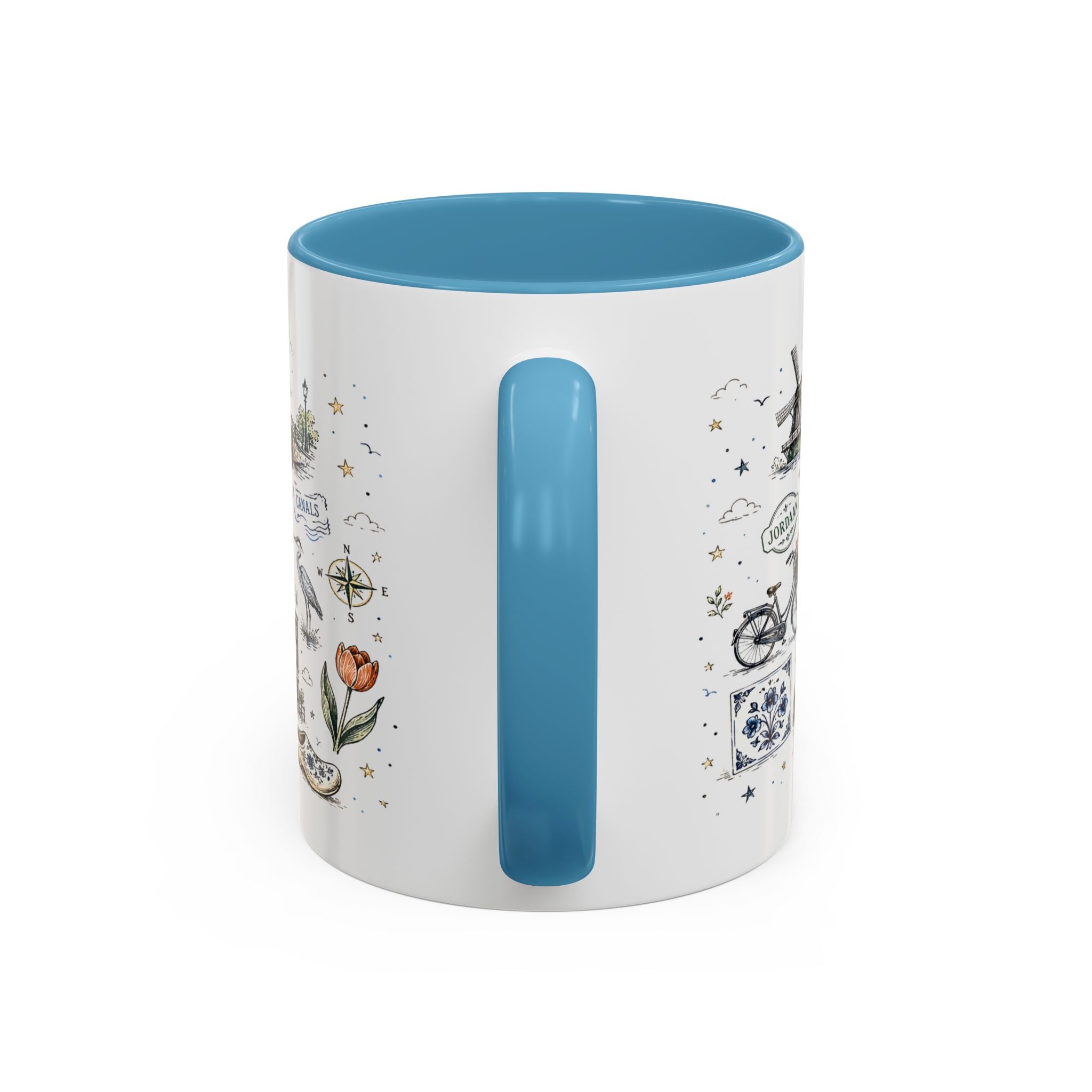Amsterdam Coffee Mug | Netherlands Souvenir Travel Gift | Accent Color Ceramic 11oz 15oz