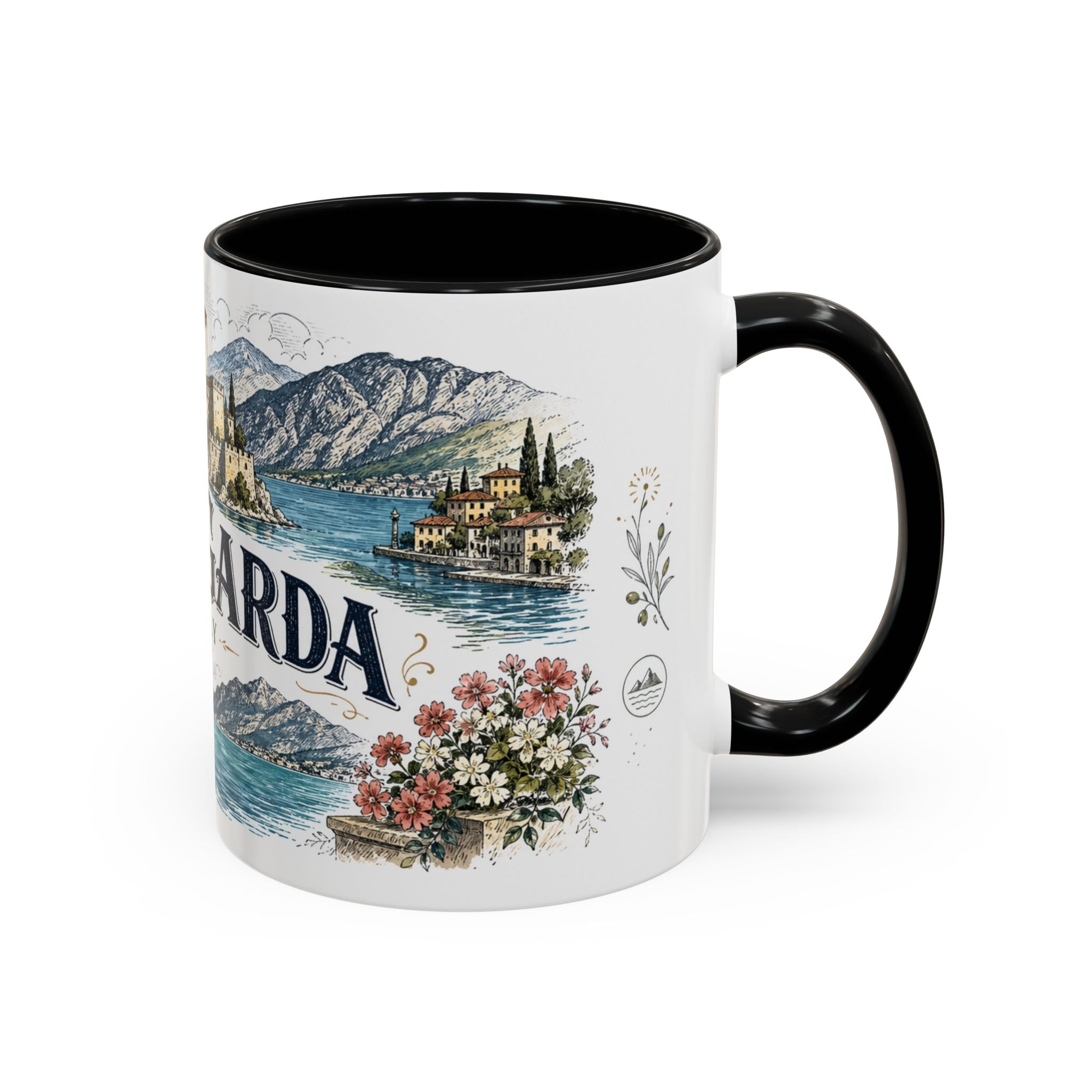 Lake Garda Mug, Italy Travel Souvenir, Bucket List Gift, Accent Ceramic Coffee Mug 11oz 15oz