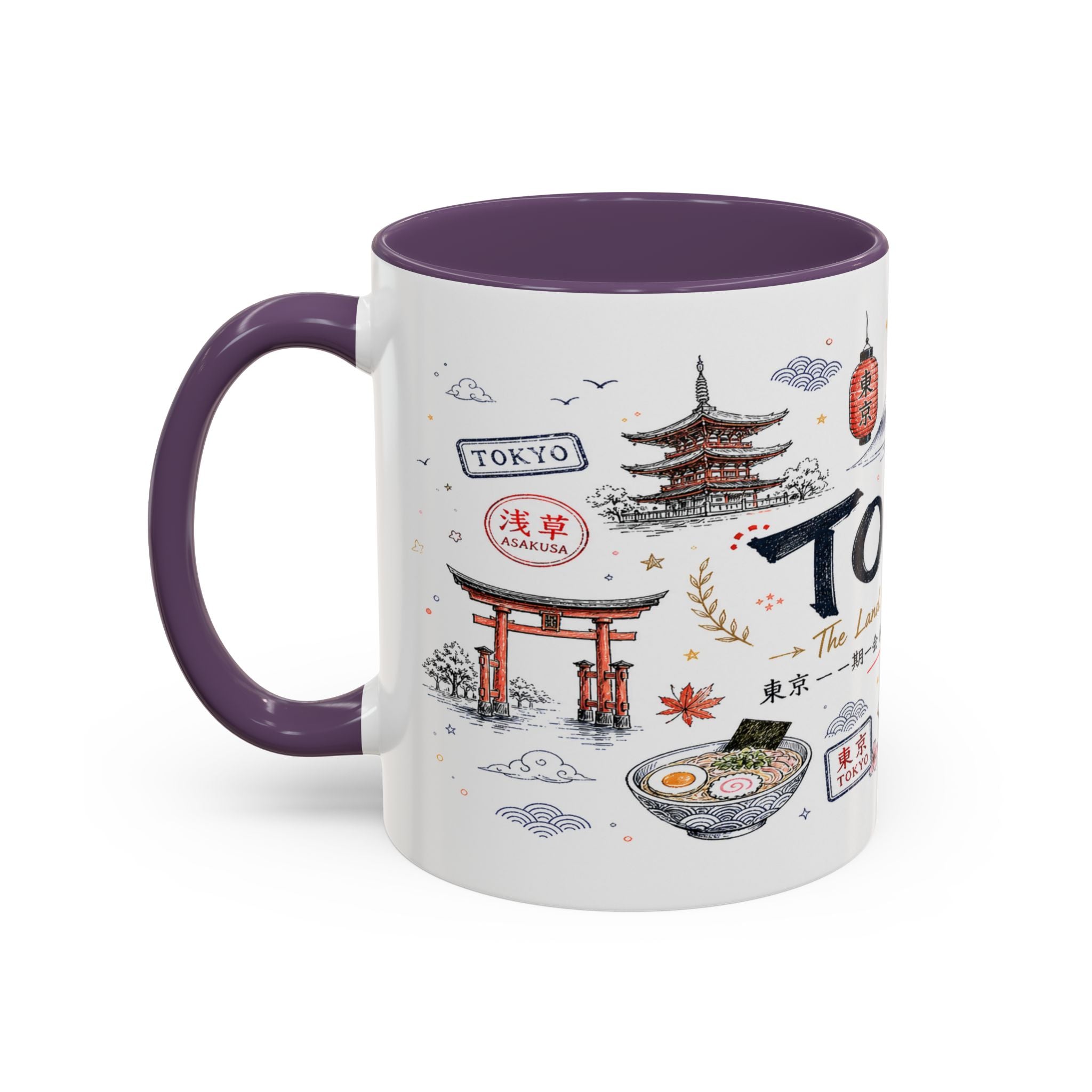 Tokyo Coffee Mug | Japan Souvenir Travel Gift | Accent Color Ceramic 11oz 15oz