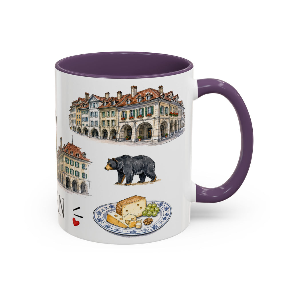 Bern Illustrated Travel Mug | City Souvenir Accent Coffee Mug | 11oz 15oz Ceramic Cup