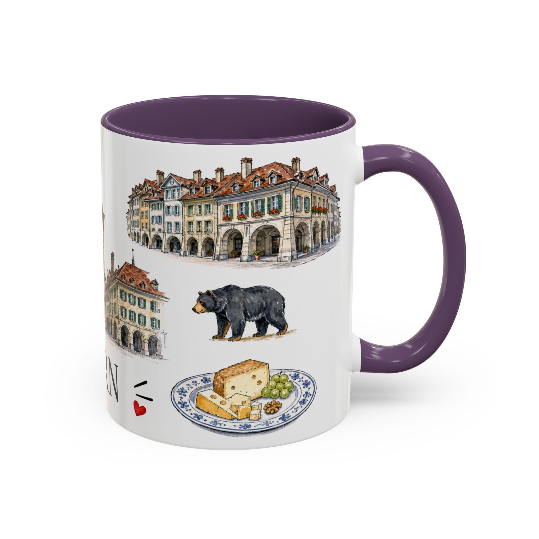 Bern Illustrated Travel Mug | City Souvenir Accent Coffee Mug | 11oz 15oz Ceramic Cup