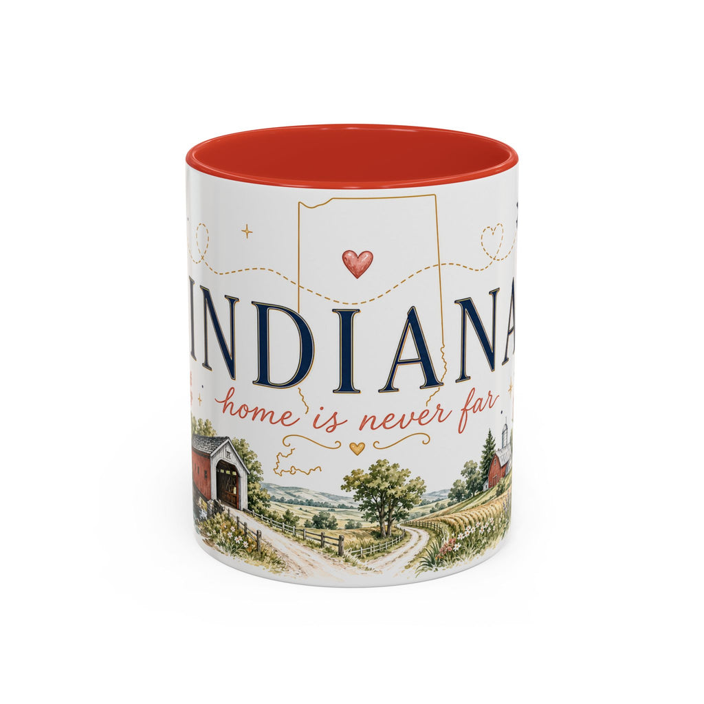 Indiana State Mug | Moving Away, Long Distance Friendship Gift | Botanical Map Accent Cup