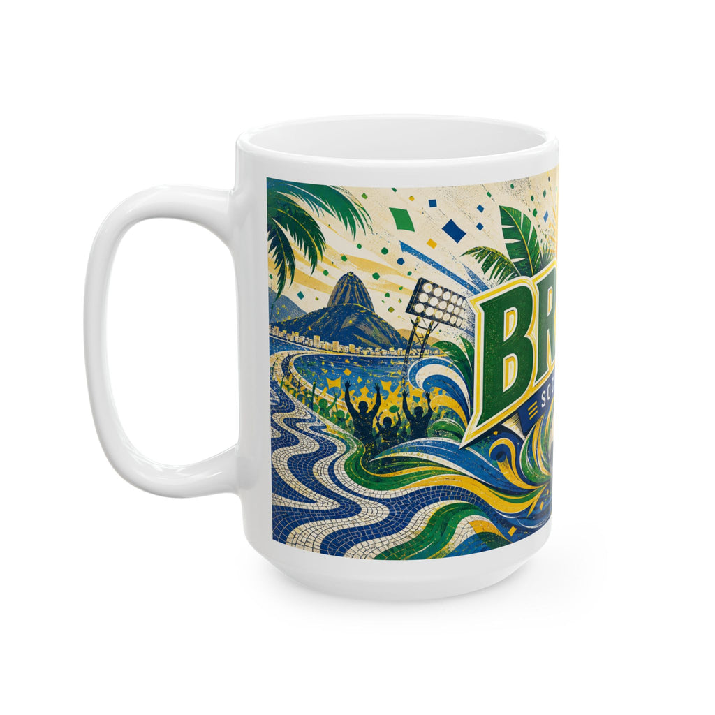 Brazil Soccer Spirit Coffee Mug | Soccer Fan Gift | Ceramic 11oz 15oz Match Day Cup
