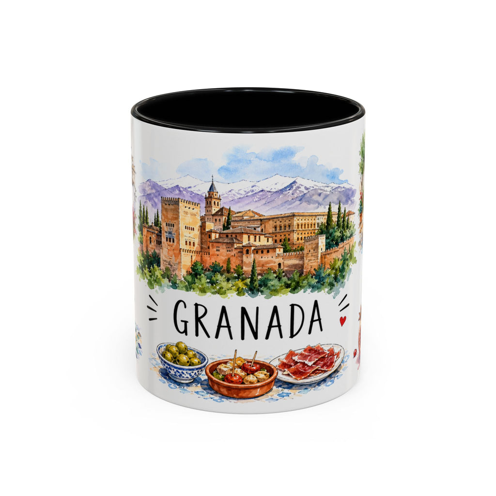 Granada Illustrated Travel Mug | City Souvenir Accent Coffee Mug | 11oz 15oz Ceramic Cup