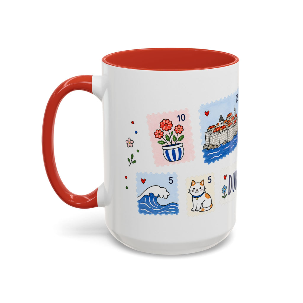 Dubrovnik Coffee Mug | Postage Stamp Collage Mug | Travel Souvenir Accent Cup 11oz 15oz