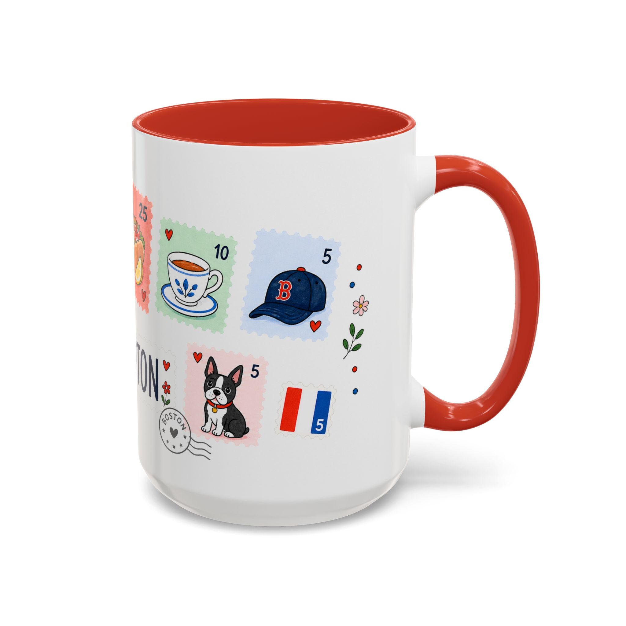 Boston Coffee Mug | Postage Stamp Collage Mug | Travel Souvenir Accent Cup 11oz 15oz