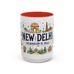 New Delhi Coffee Mug | India Souvenir Travel Gift | Accent Color Ceramic 11oz 15oz