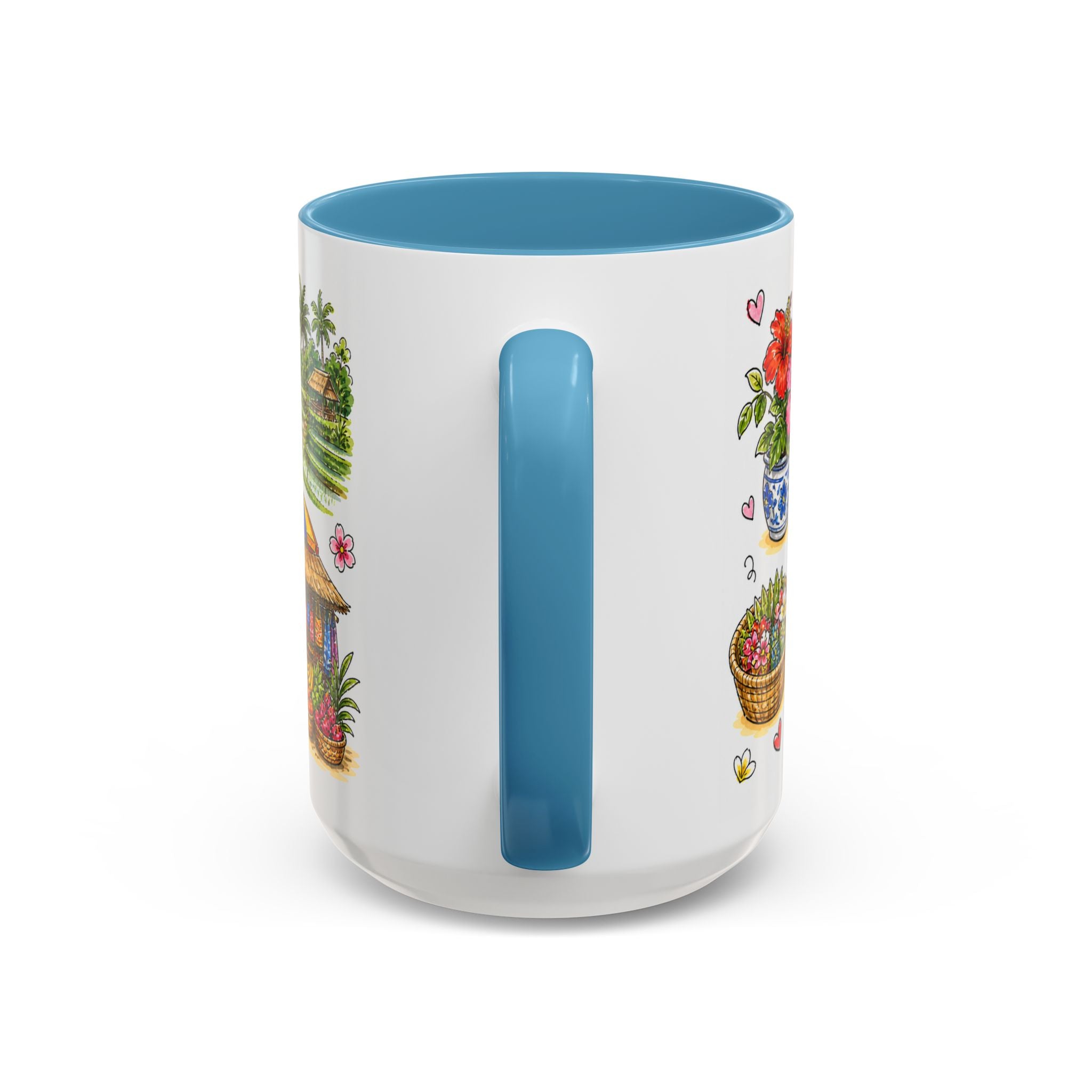 Ubud Illustrated Travel Mug | City Souvenir Accent Coffee Mug | 11oz 15oz Ceramic Cup