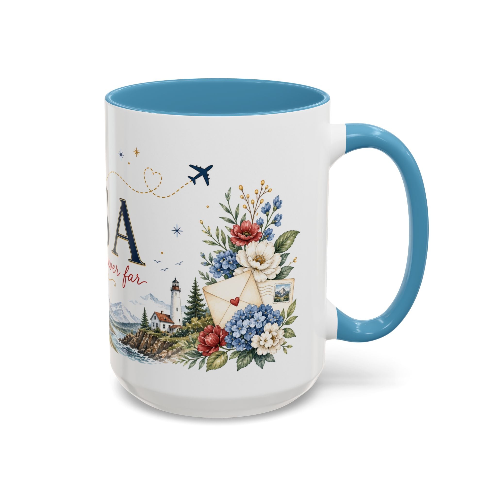 USA Home Country Mug | Moving Away Gift | Long Distance Friendship | 11 oz 15 oz Accent Mug