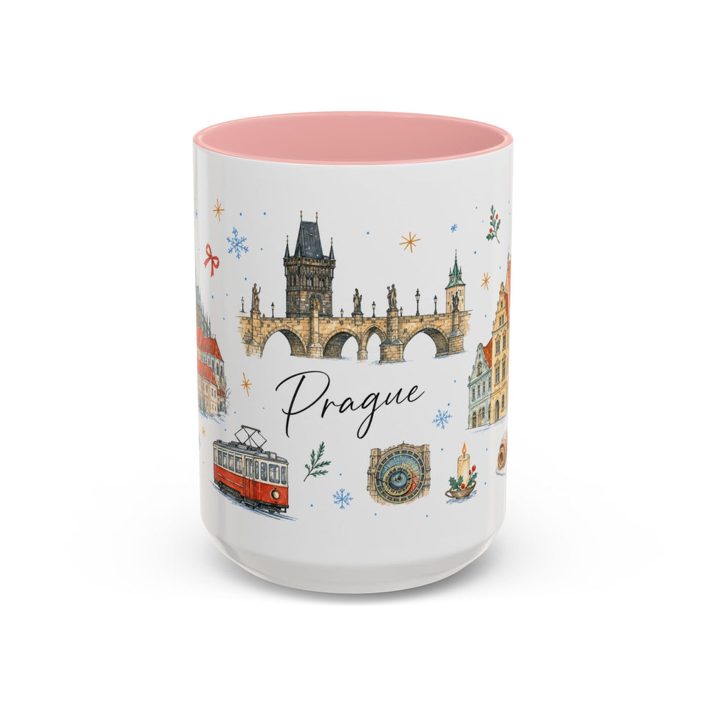 Prague Christmas Mug | Watercolor Travel Souvenir | Holiday Gift | Accent Ceramic Coffee Cup 11oz 15oz