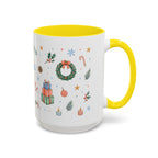 Christmas Mug | Watercolor Tree Gifts Wreath Holiday Cup | Accent Coffee Mug 11oz 15oz