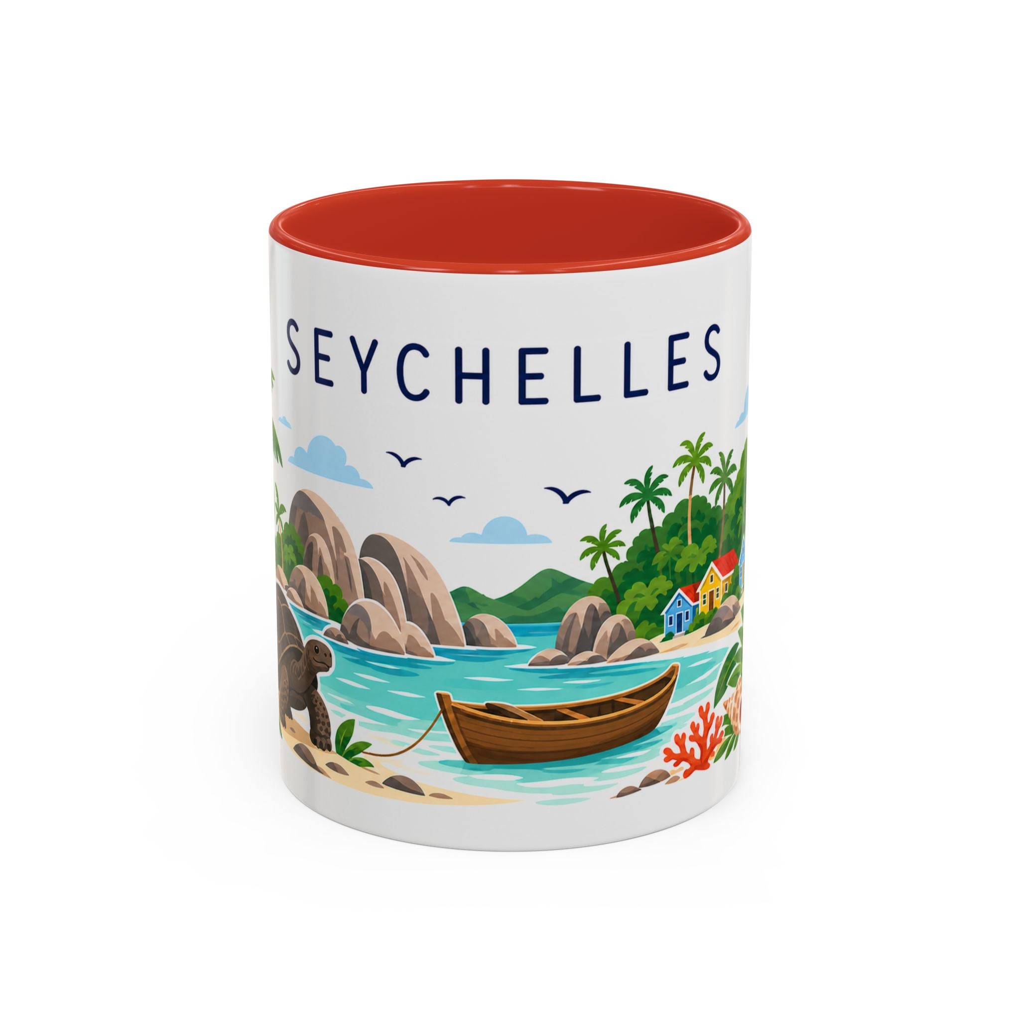 Seychelles Coffee Mug | Travel Destination Souvenir Gift | Accent Color Ceramic 11oz 15oz