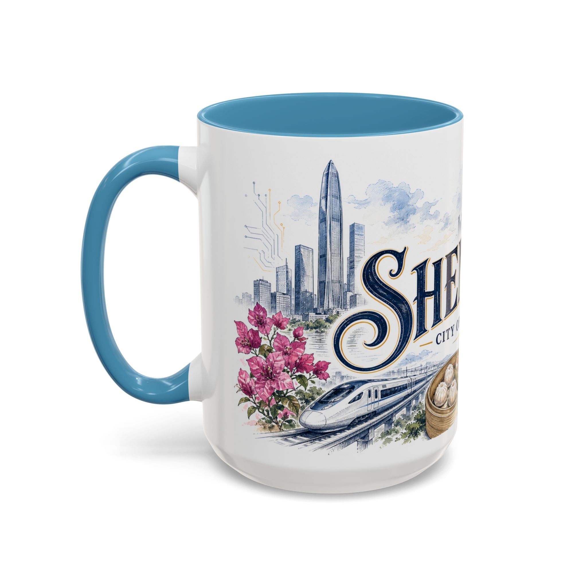 Shenzhen Coffee Mug | China Travel Souvenir | Vintage Illustrated City Gift | 11 oz 15 oz Accent Mug