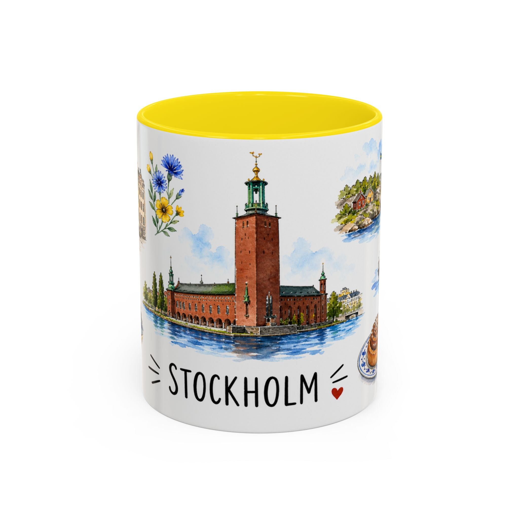 Stockholm Illustrated Travel Mug | City Souvenir Accent Coffee Mug | 11oz 15oz Ceramic Cup