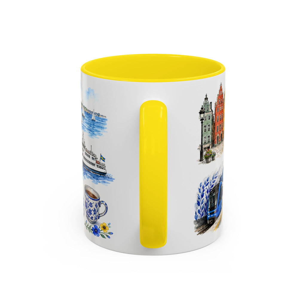 Stockholm Illustrated Travel Mug | City Souvenir Accent Coffee Mug | 11oz 15oz Ceramic Cup