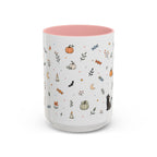 Halloween Party Mug | Ghost Black Cat Candy Watercolor Gift | Accent Cup 11oz 15oz