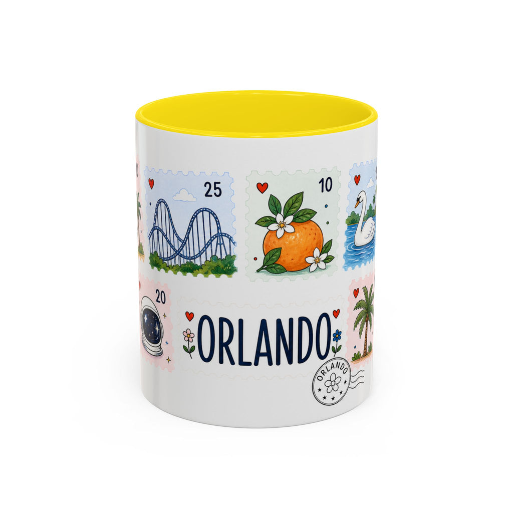 Orlando Coffee Mug | Postage Stamp Collage Mug | Travel Souvenir Accent Cup 11oz 15oz