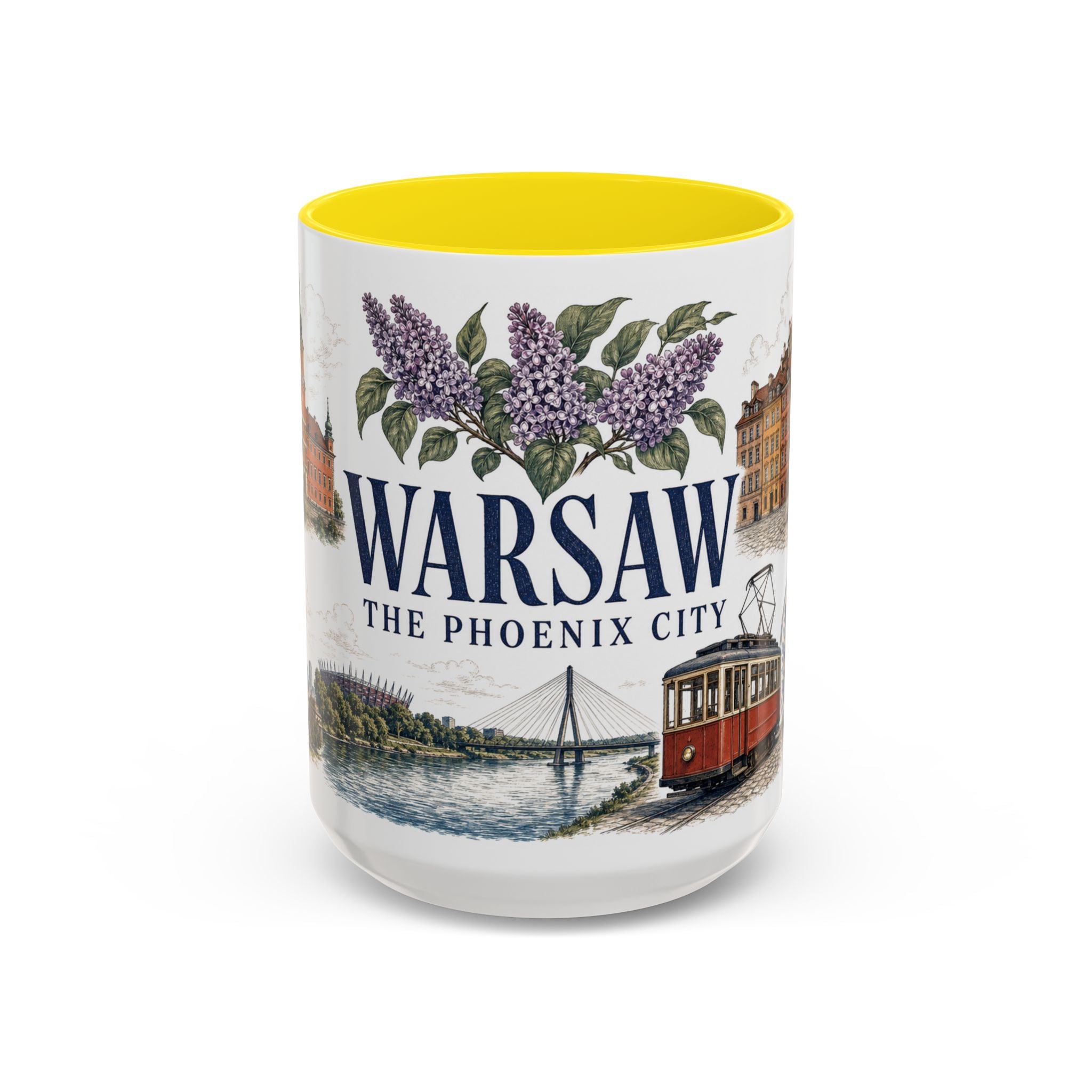 Warsaw Coffee Mug | Poland Travel Souvenir | Vintage Illustrated City Gift | 11 oz 15 oz Accent Mug
