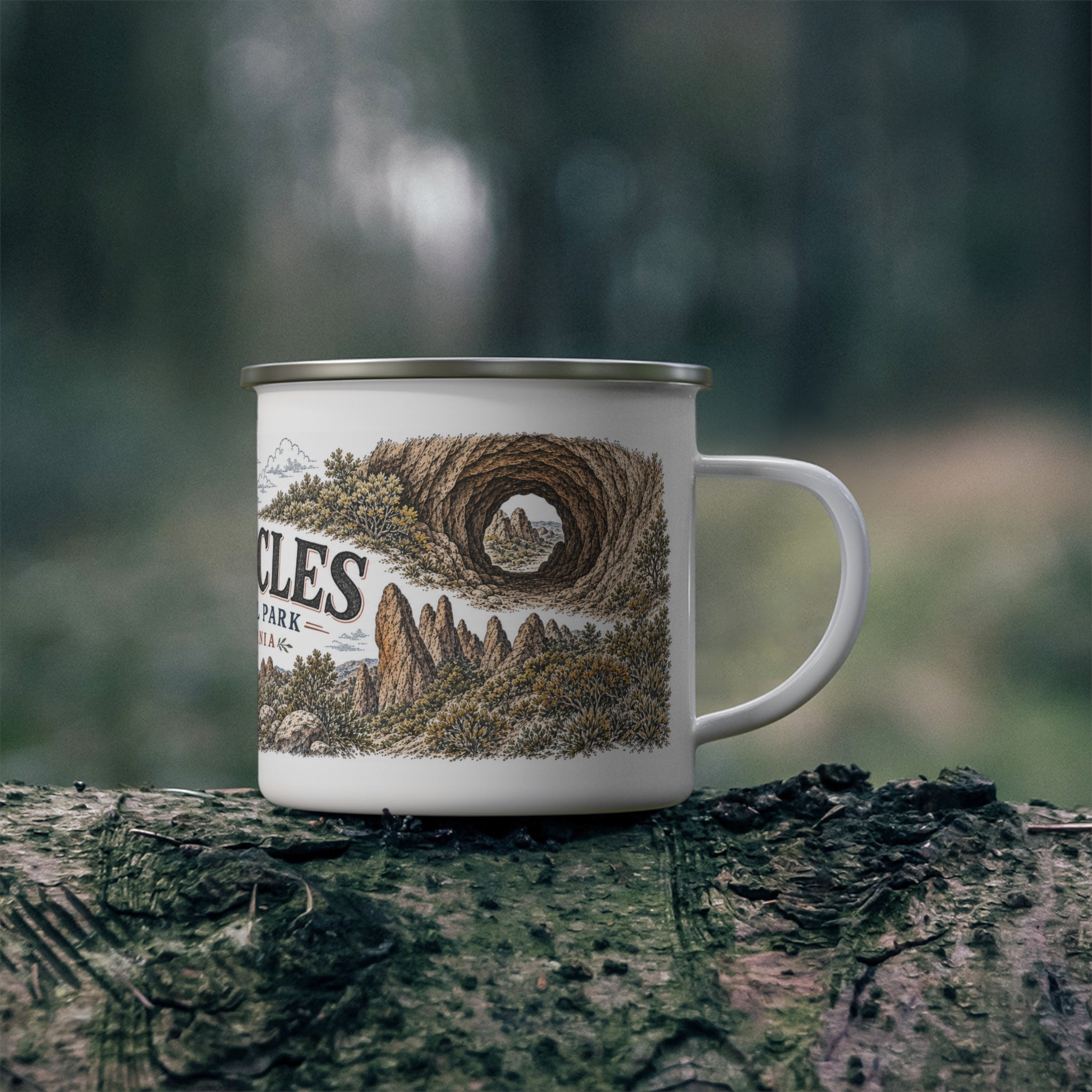 Pinnacles National Park Vintage Enamel Camping Mug | 12oz National Park Hiking Gift