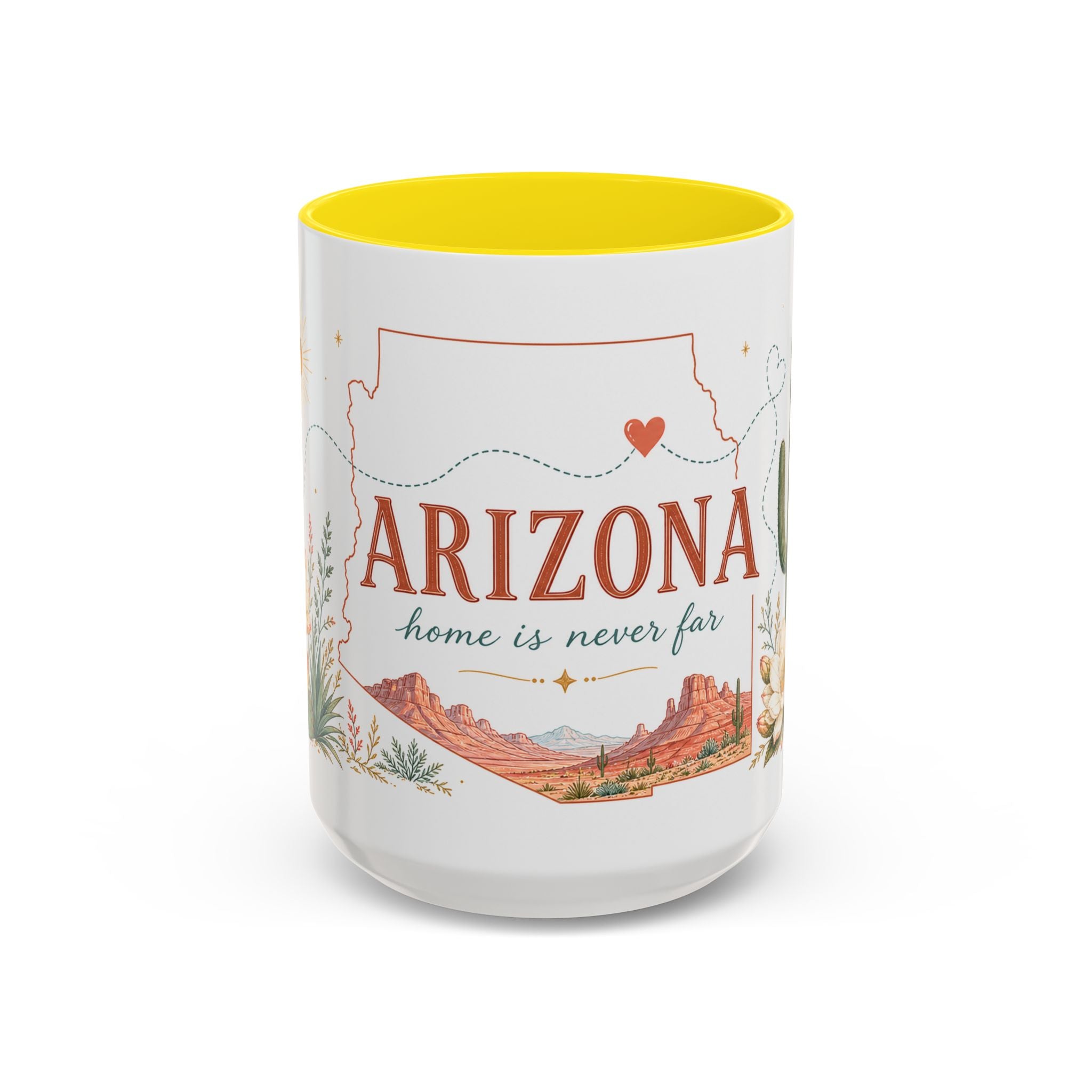 Arizona State Map Mug | Desert Landscape, Botanical Accents, Homesick Gift