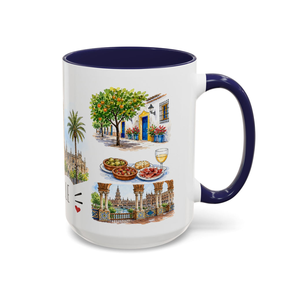 Seville Illustrated Travel Mug | City Souvenir Accent Coffee Mug | 11oz 15oz Ceramic Cup