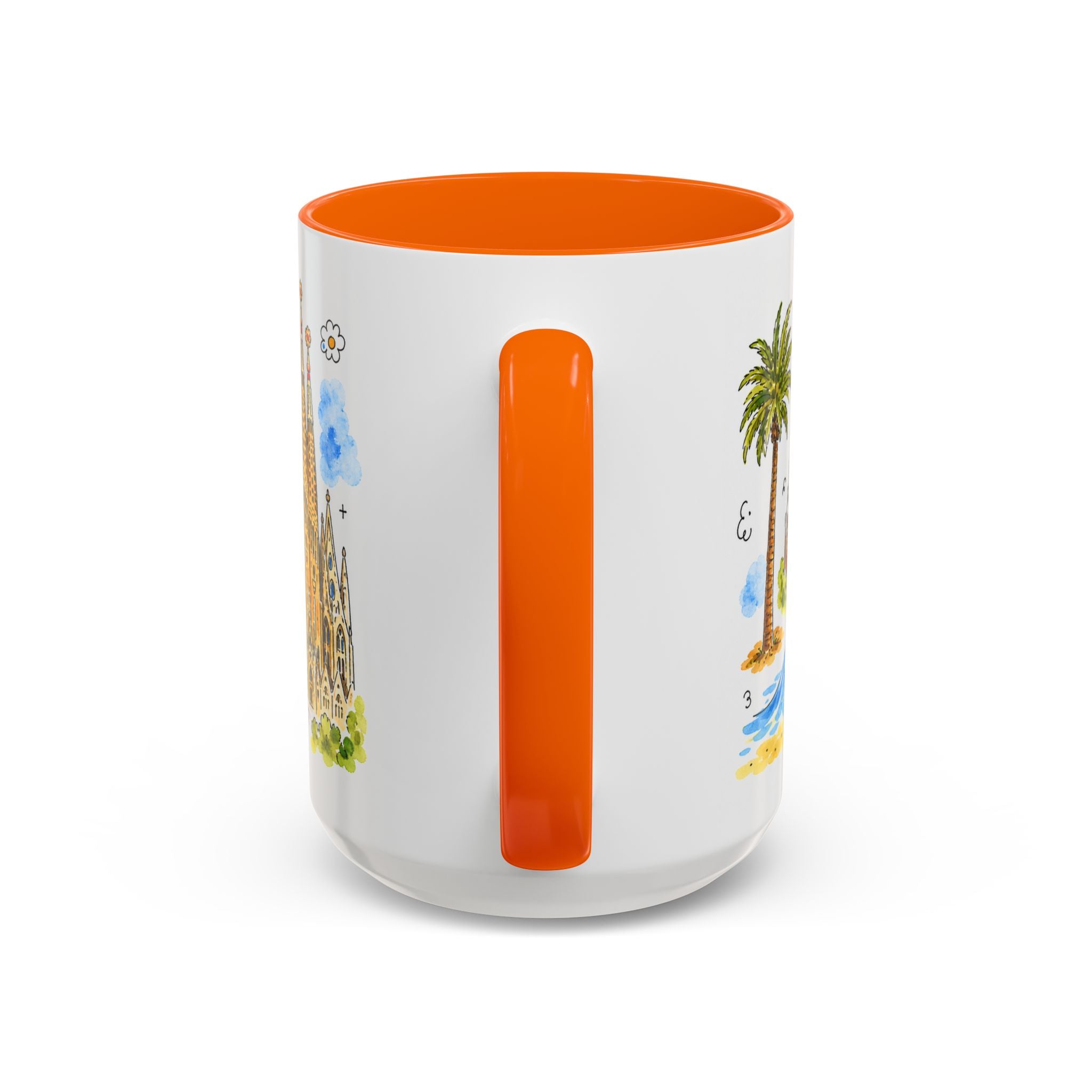Barcelona Travel Mug | European City Souvenir Accent Coffee Mug | 11oz 15oz Ceramic Cup