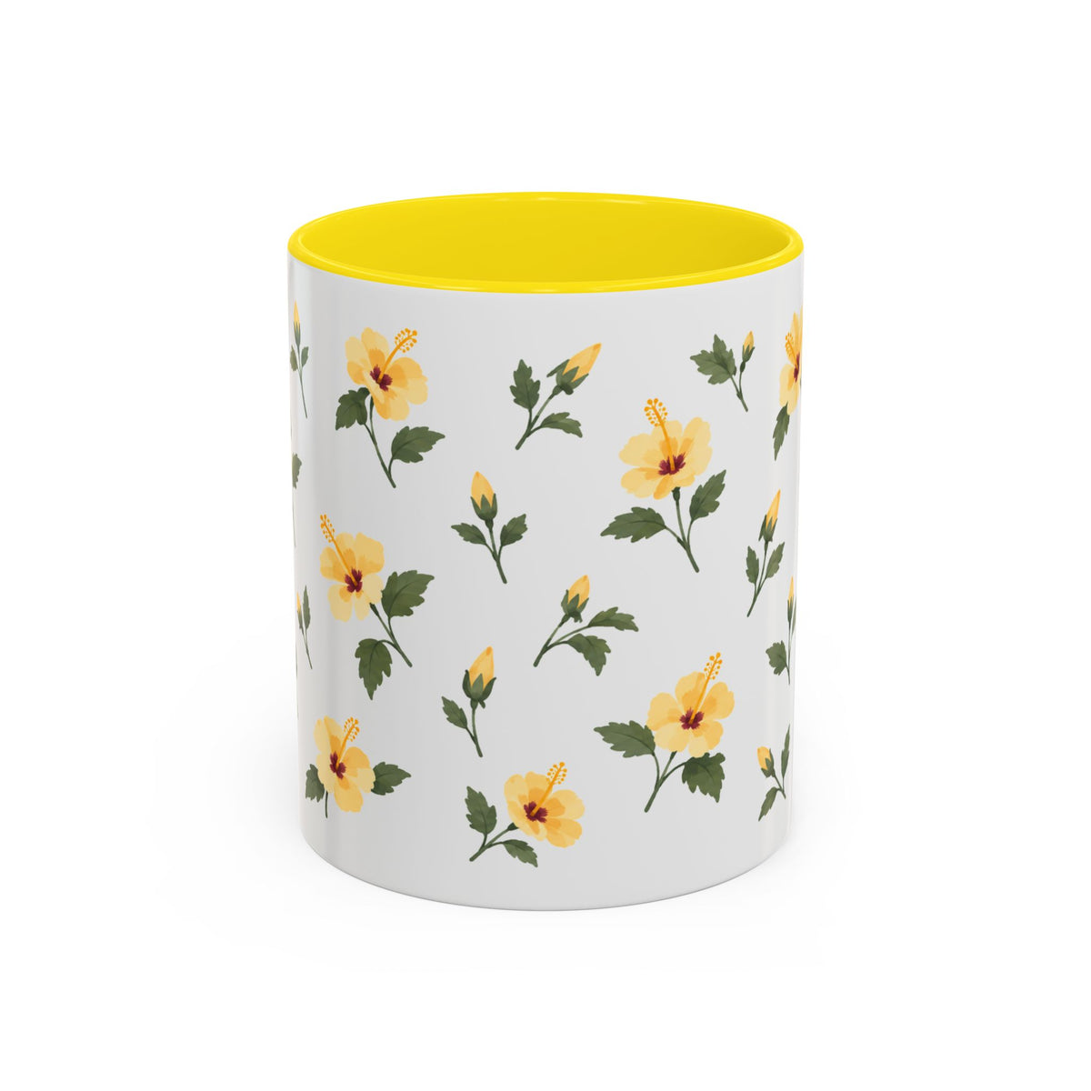 Hawaii Yellow hibiscus Mug, State Flower Floral Coffee Cup, 11oz Botanical Gift