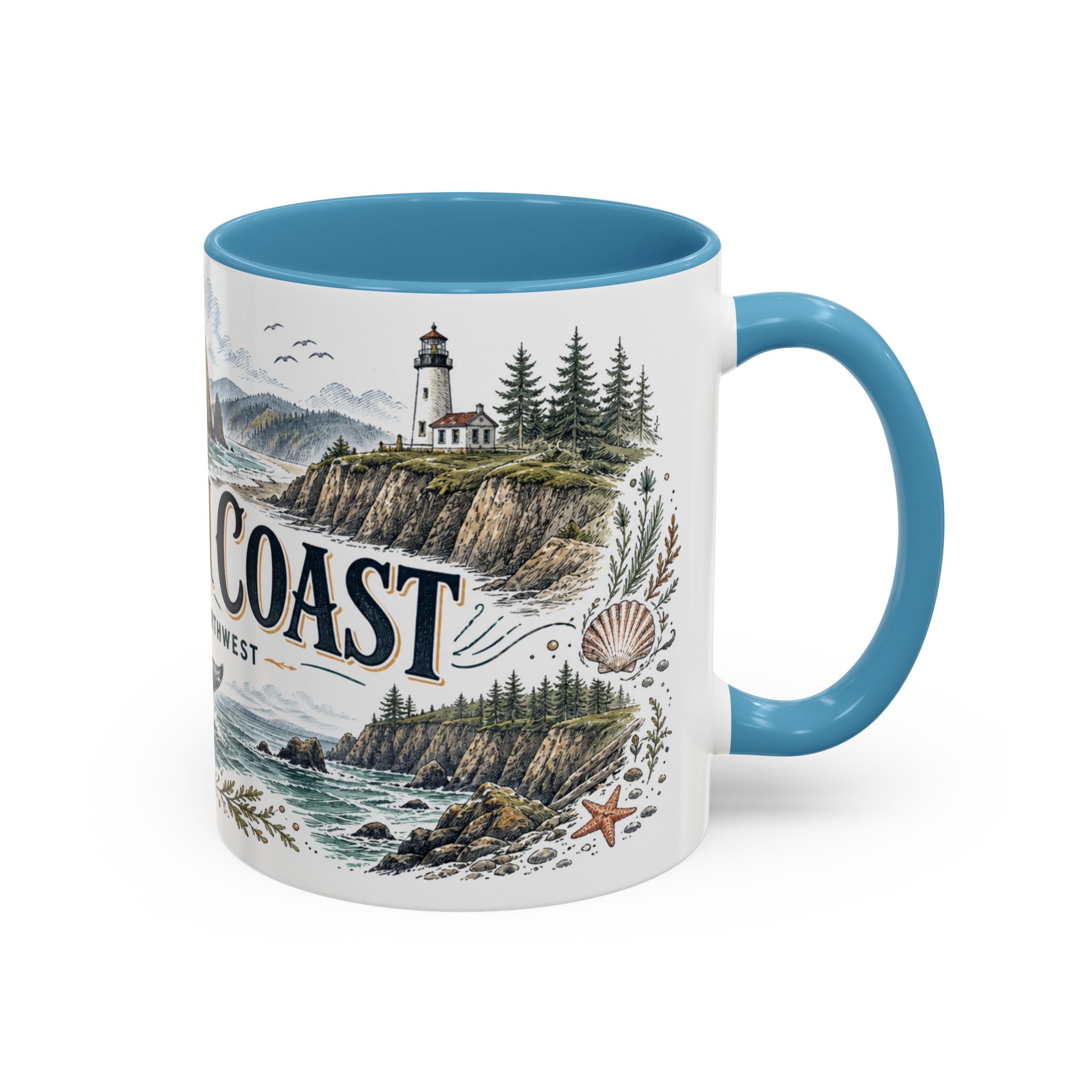 Oregon Coast Mug, Pacific Northwest Travel Souvenir, Bucket List Gift, Accent Ceramic Coffee Mug 11oz 15oz