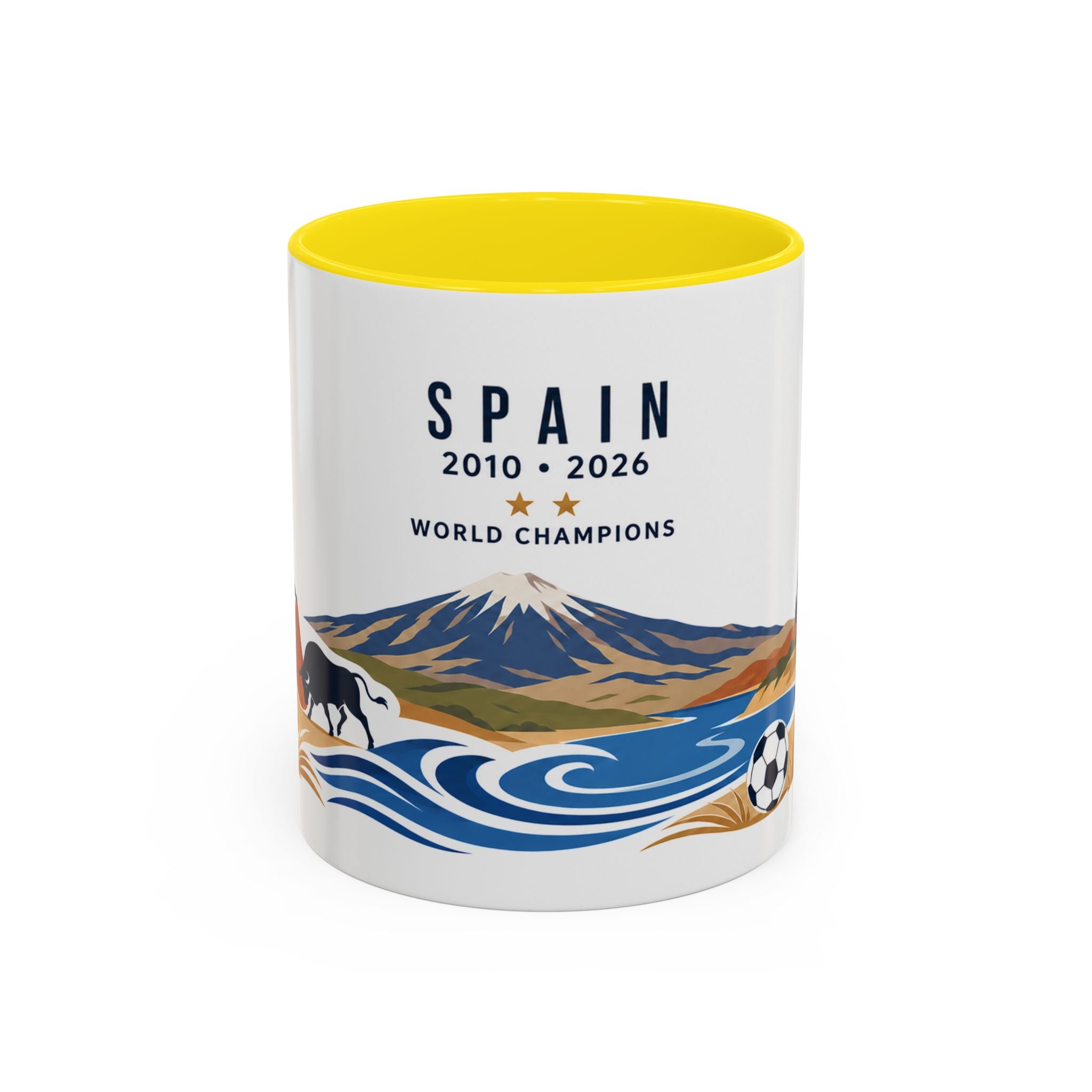 Spain World Champions Mug | 2010 2026 Spanish Soccer Gift | Two Time Football Champion Cup | 11oz 15oz Accent Mug