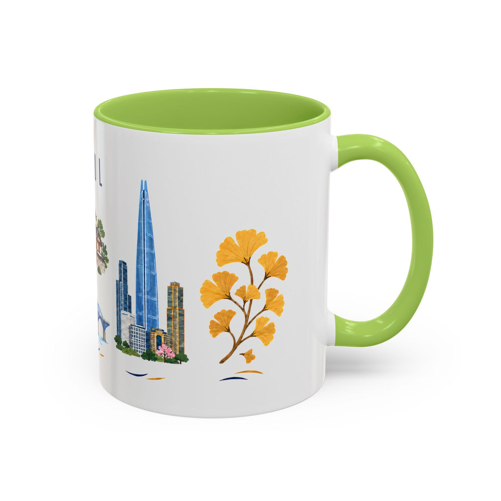 Seoul Coffee Mug | South Korea Travel Souvenir | Porcelain Decal City Gift | 11oz 15oz Accent Mug
