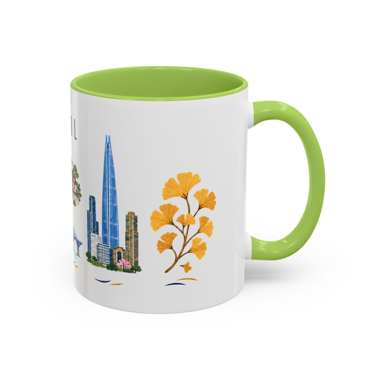 Seoul Coffee Mug | South Korea Travel Souvenir | Porcelain Decal City Gift | 11oz 15oz Accent Mug