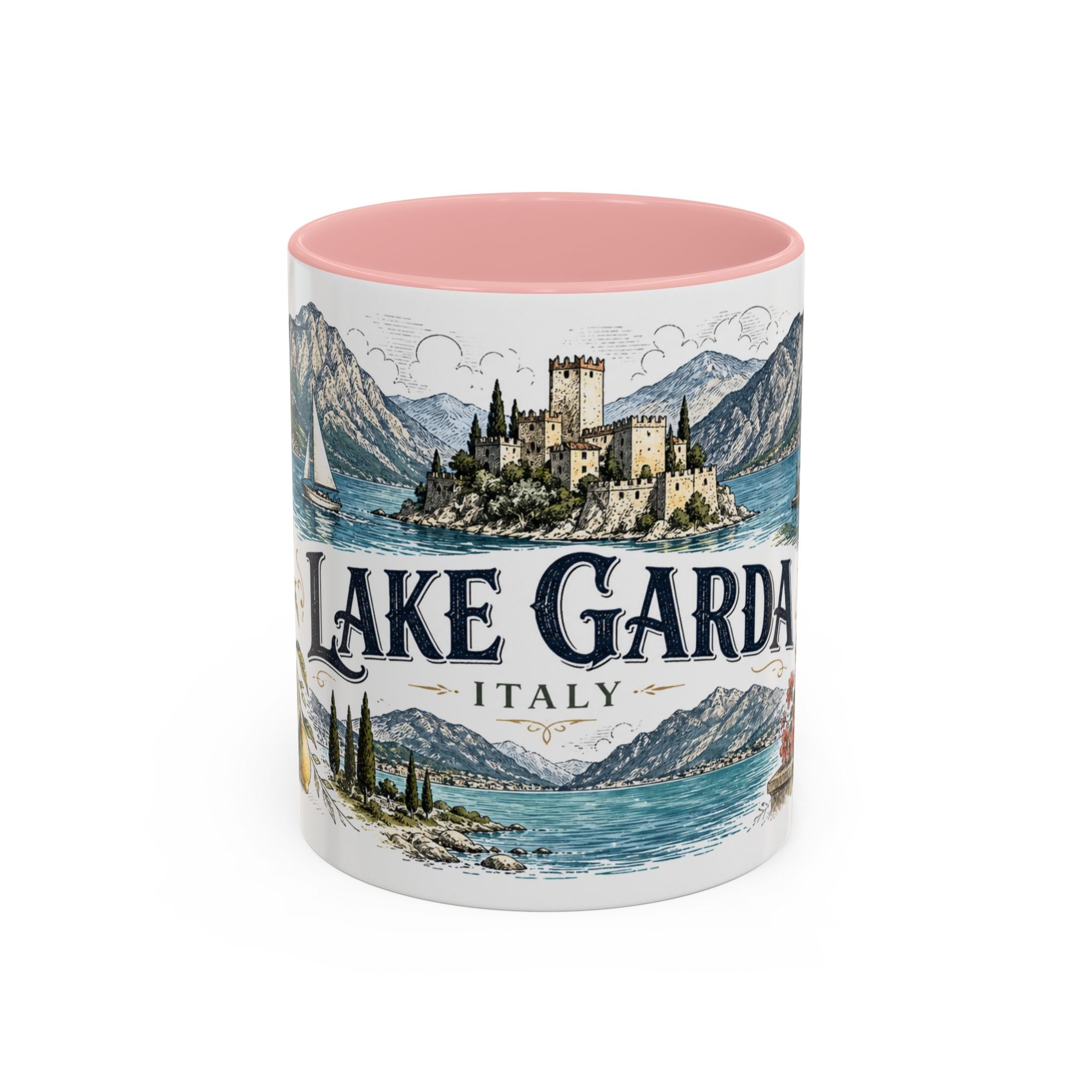 Lake Garda Mug, Italy Travel Souvenir, Bucket List Gift, Accent Ceramic Coffee Mug 11oz 15oz