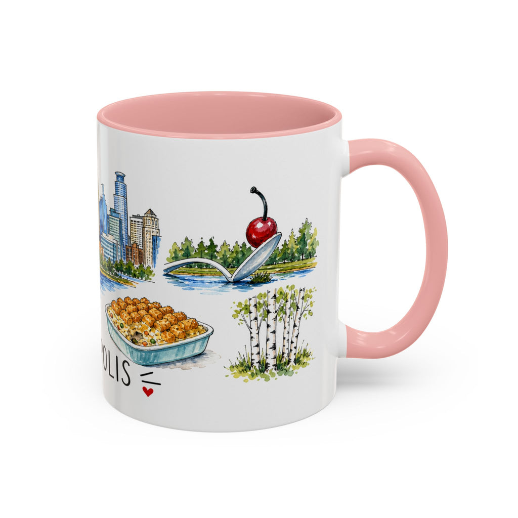 Minneapolis Illustrated Travel Mug | City Souvenir Accent Coffee Mug | 11oz 15oz Ceramic Cup