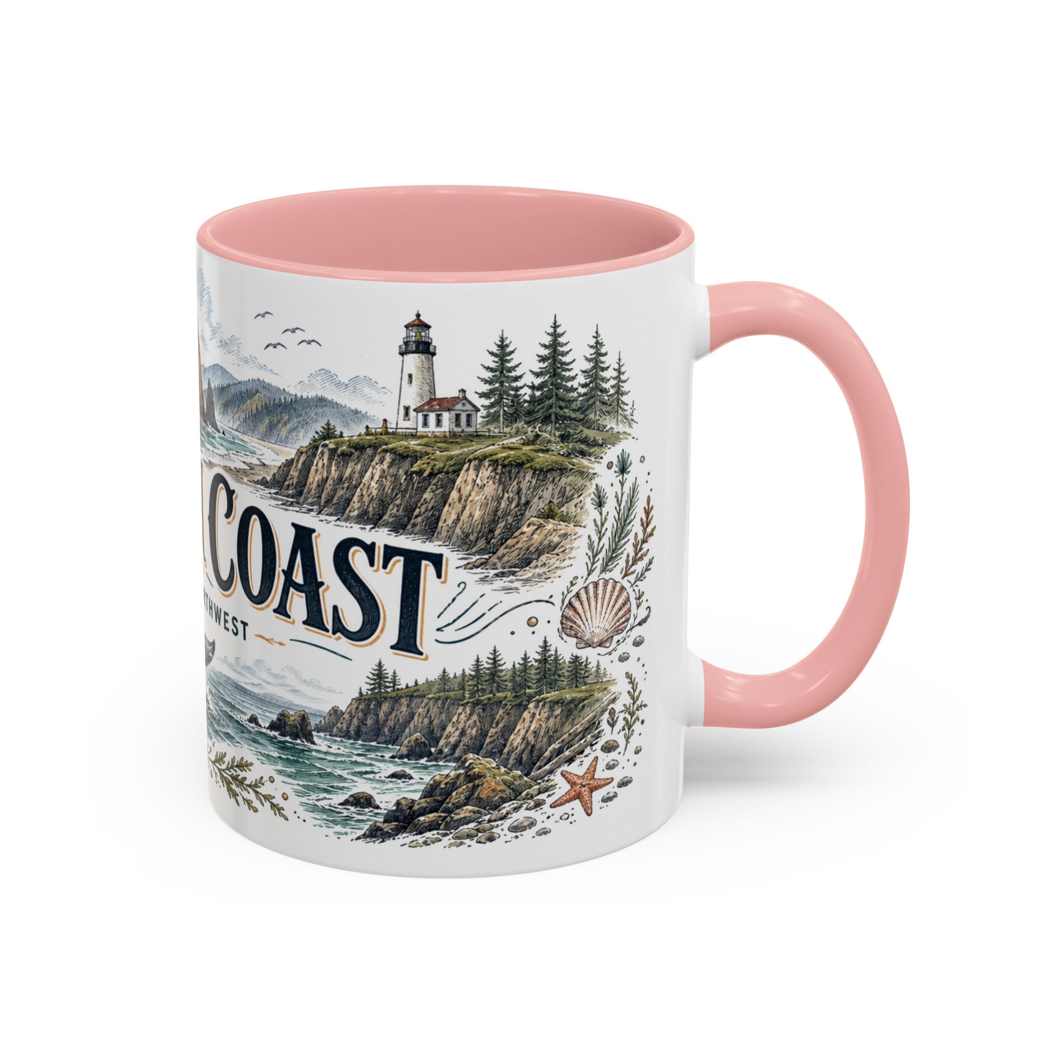 Oregon Coast Mug, Pacific Northwest Travel Souvenir, Bucket List Gift, Accent Ceramic Coffee Mug 11oz 15oz
